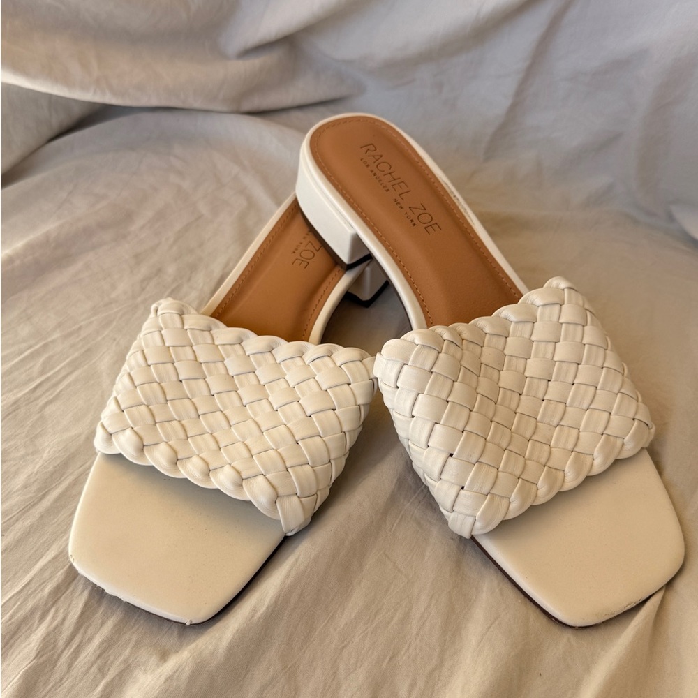 Rachel Zoe Cream Woven Mules